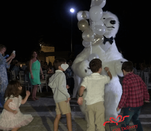 White Polar Bear for Children's Kids Parties in Athens. Order a greeting from a polar bear in Athens. Polar bear for birthday. polar bear in Athens. Order a Polar Bear for children's kids parties. Animator White Polar Bear for a Children's kids Party in Athens. Mascotte White Polar Bear at a kids children's party. Gift Delivery. Polar bear.